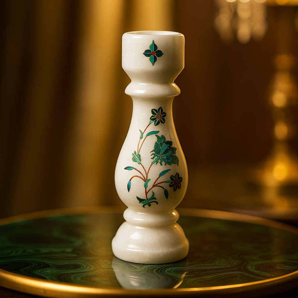Marble Inlay Candle Stand: A Glow of Royal Elegance