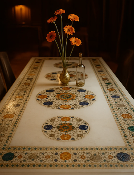 Marble Inlay Dining Table