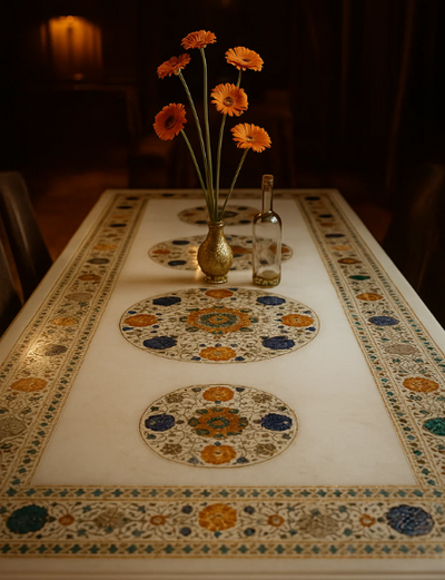Marble Inlay Dining Table