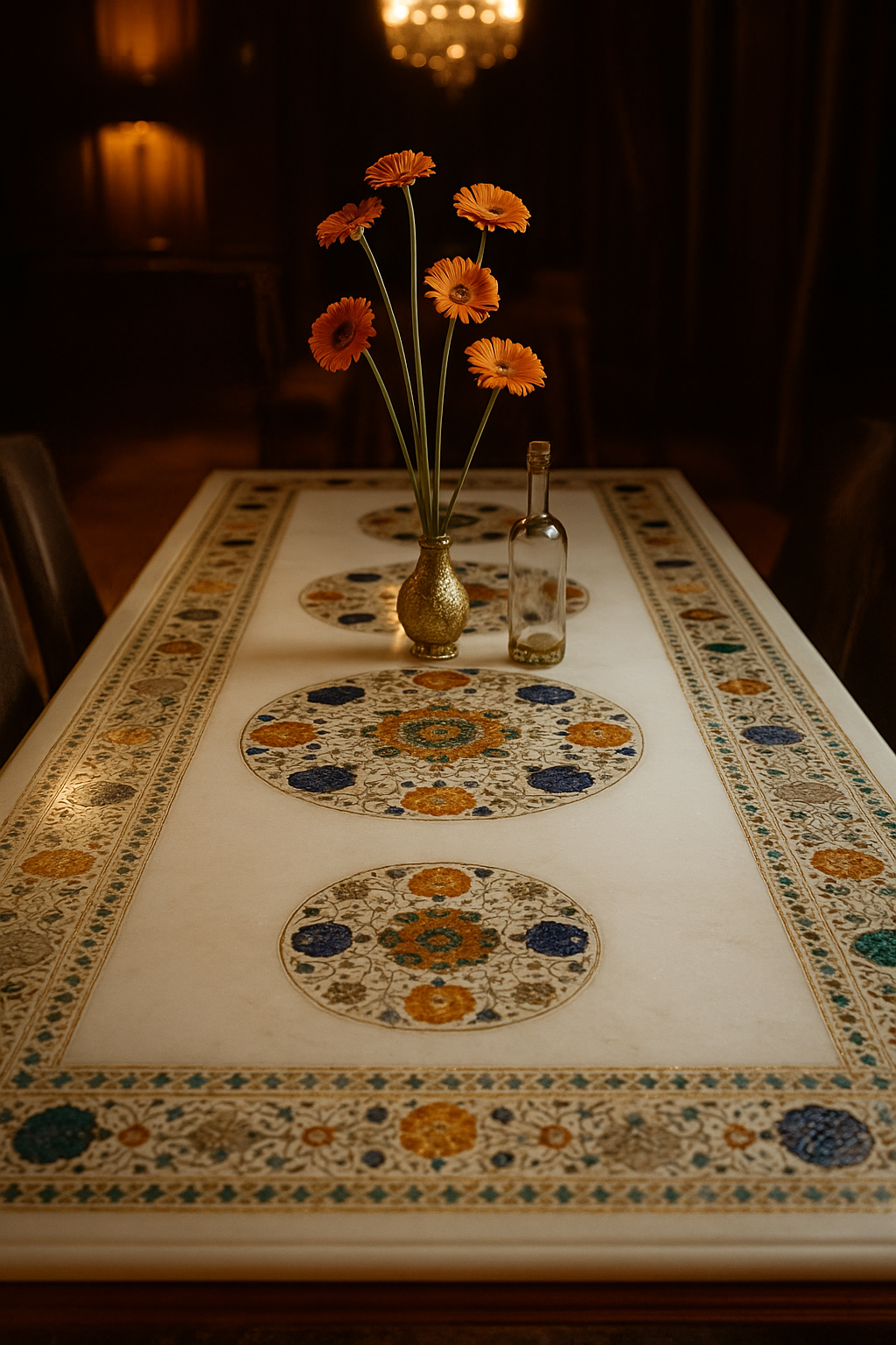 Marble Inlay Dining Table - MDT003