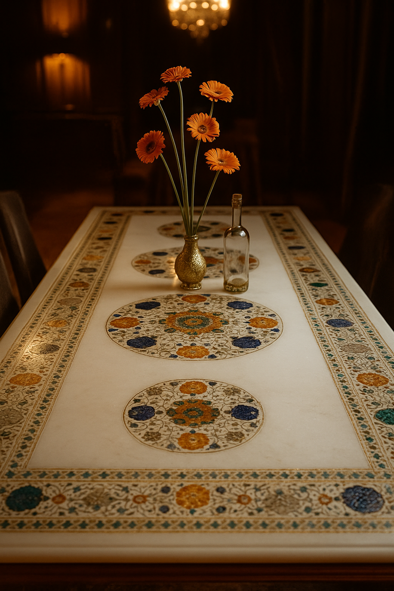 Marble Inlay Dining Table - MDT003