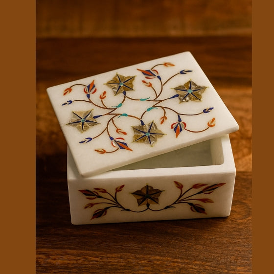 MARBLE INLAY JEWELLERY BOX - MJB006