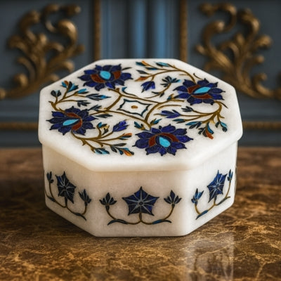MARBLE INLAY JEWELLERY BOX - MJB003